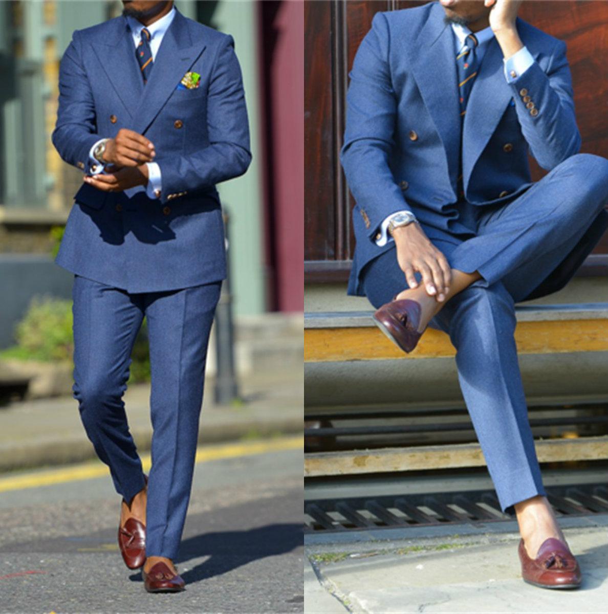 Men Formal Wear Jacket - Koyu mavi resmi erkek takım elbise