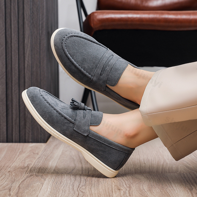 Men Formal Wear Shoes - Erkek Düz Loafer'lar Buzlu Süet Düz