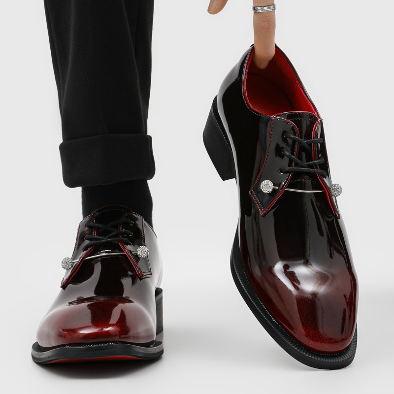 Men'S Luxury Formal Wear - Lüks Patent Deri Derbys Elbise Ayakkabıları