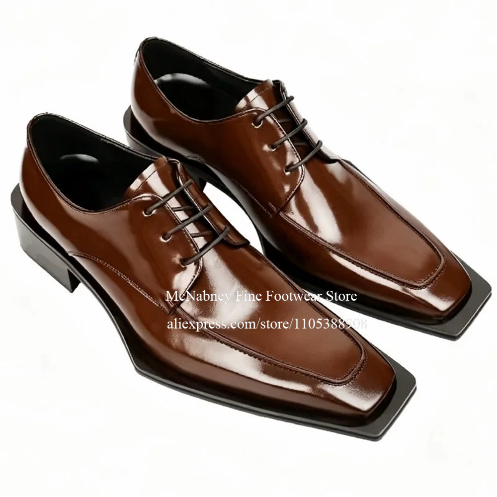 Men'S Formal Wear In Wedding - Spike Studs Deri Elbise Ayakkabıları Bağcıklı