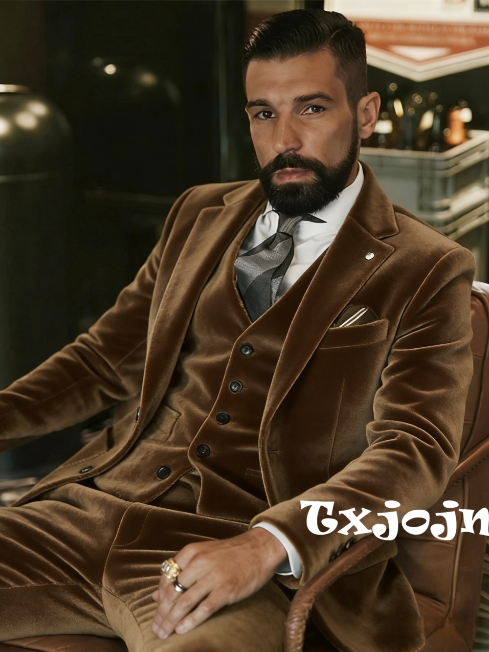 Men'S Formal Wear In Wedding - Erkek Kadife Takım Elbise 3 Parça