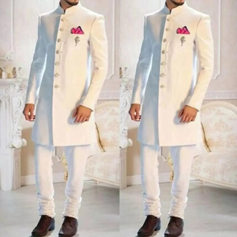 Moda tasarımı beyaz Stand yaka - Men'S Formal Ethnic Wear incelemesi ve fiyatı